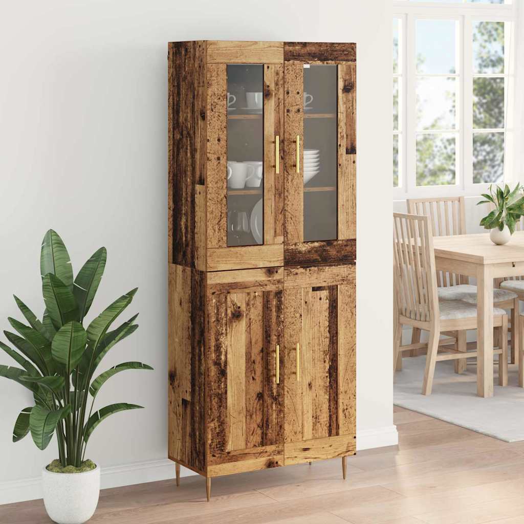 Hoge kast 2 pcs Oudhout 69,5 x 34 x 180 cm Bewerkt hout