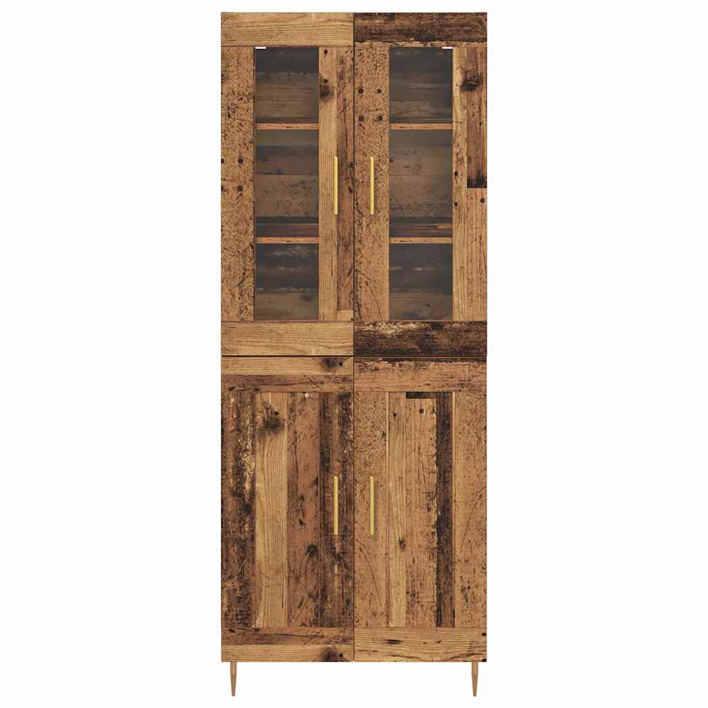 Hoge kast 2 pcs Oudhout 69,5 x 34 x 180 cm Bewerkt hout