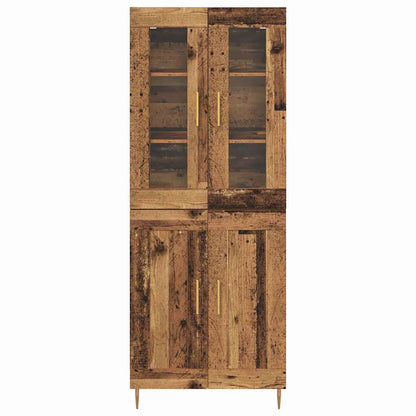 Hoge kast 2 pcs Oudhout 69,5 x 34 x 180 cm Bewerkt hout