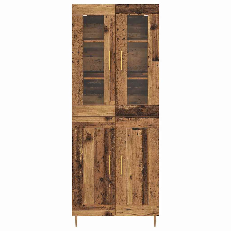 Hoge kast 2 pcs Oudhout 69,5 x 34 x 180 cm Bewerkt hout