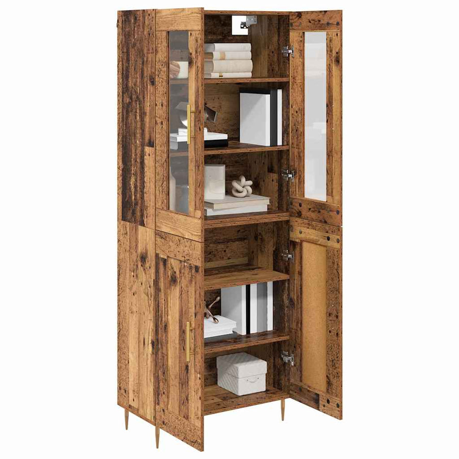 Hoge kast 2 pcs Oudhout 69,5 x 34 x 180 cm Bewerkt hout