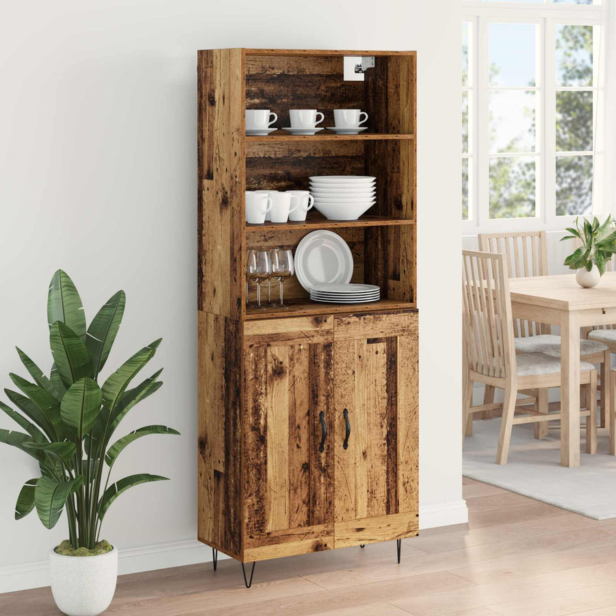 Hoge kast Oudhout 69,5 x 34 x 180 cm Bewerkt hout