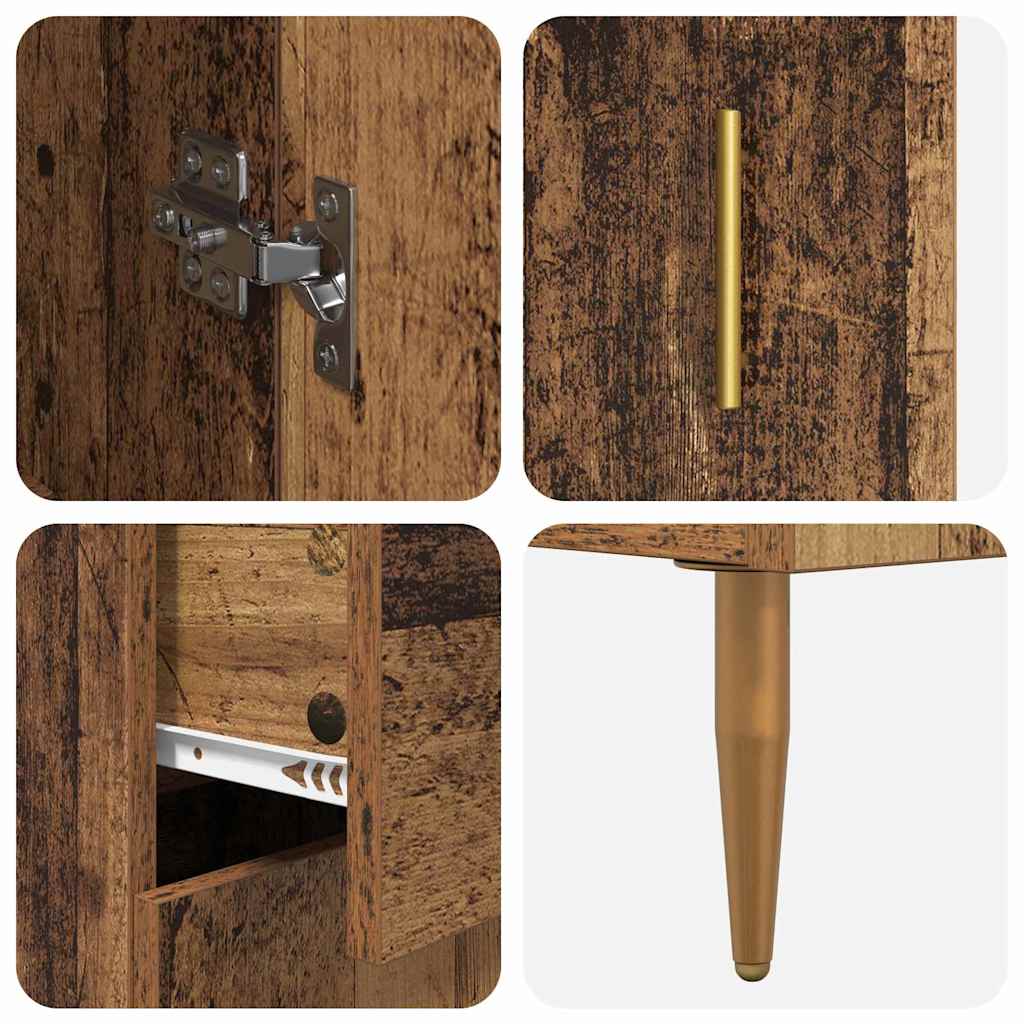 Hoge kast 2 pcs Oudhout 69,5 x 34 x 180 cm Bewerkt hout