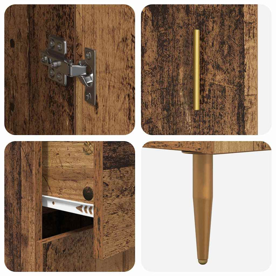Hoge kast 2 pcs Oudhout 69,5 x 34 x 180 cm Bewerkt hout
