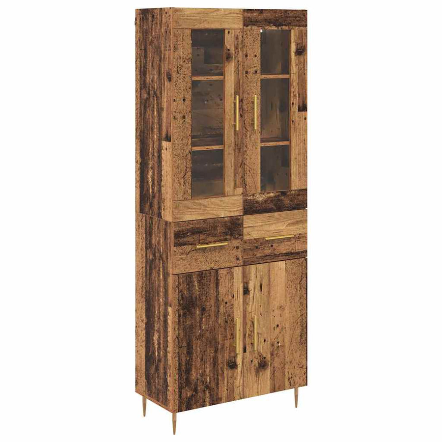 Hoge kast 2 pcs Oudhout 69,5 x 34 x 180 cm Bewerkt hout