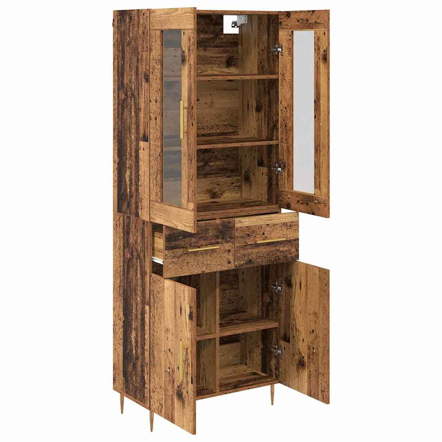 Hoge kast 2 pcs Oudhout 69,5 x 34 x 180 cm Bewerkt hout