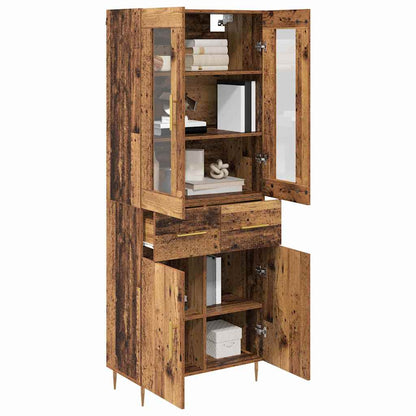 Hoge kast 2 pcs Oudhout 69,5 x 34 x 180 cm Bewerkt hout