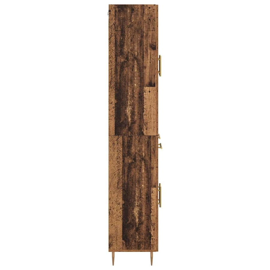 Hoge kast 2 pcs Oudhout 69,5 x 34 x 180 cm Bewerkt hout