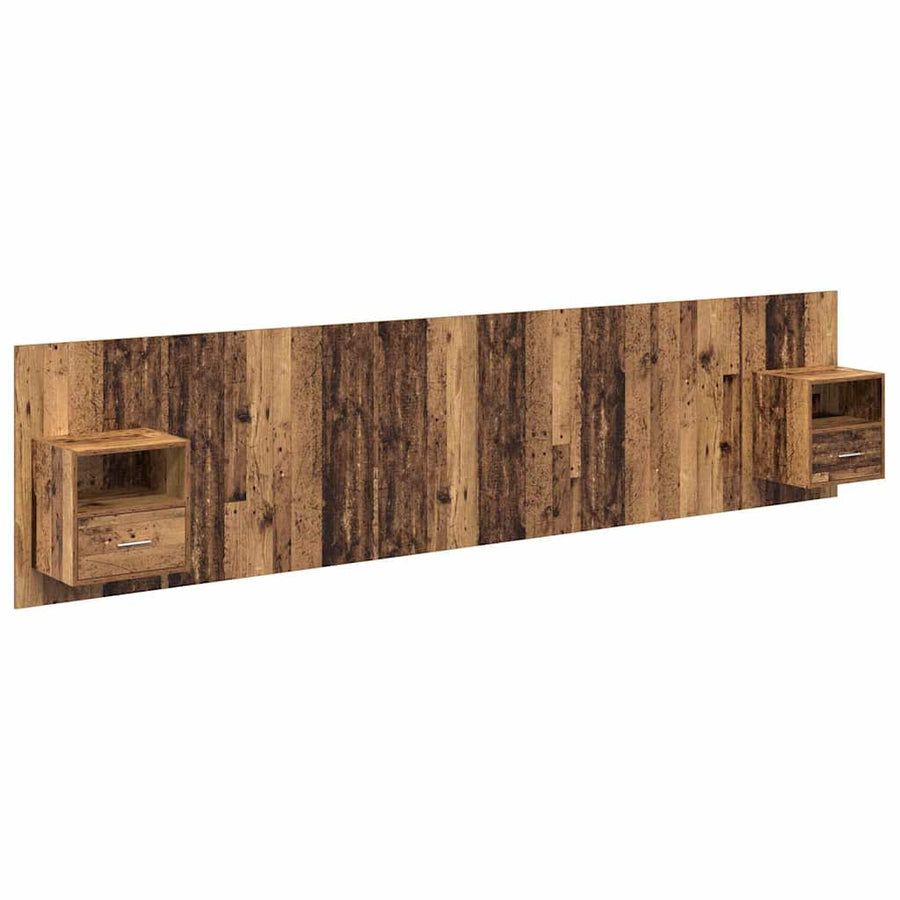 Hoofdbord Met Kast met lade 3 pcs Oud Hout Bewerkt hout