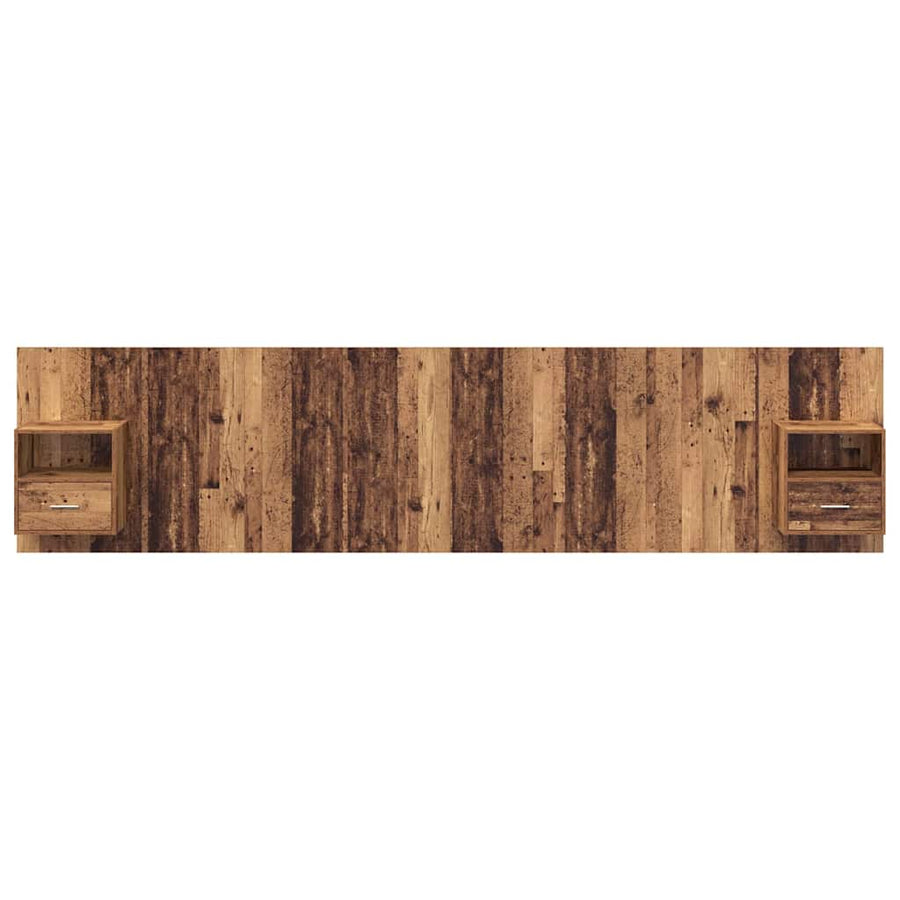 Hoofdbord Met Kast met lade 3 pcs Oud Hout Bewerkt hout