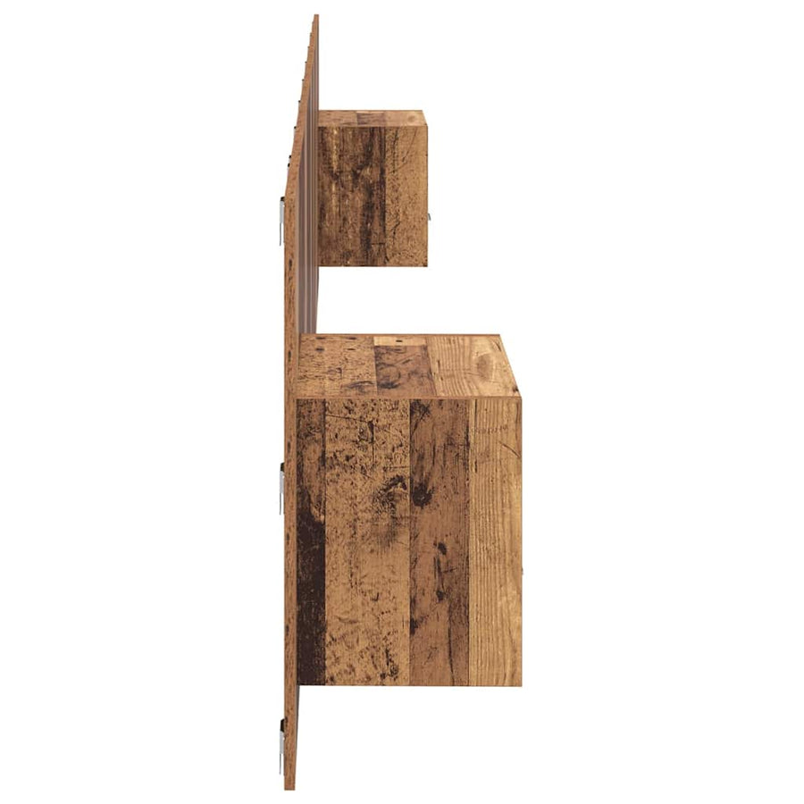Hoofdbord Met Kast met lade 3 pcs Oud Hout Bewerkt hout