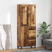 Hoge kast met lade 69,5x34x180 cm oud hout