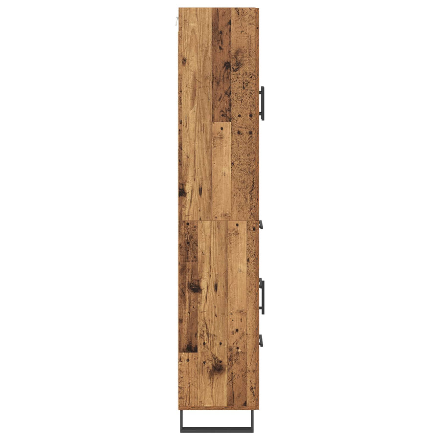 Hoge kast met lade 2 pcs Oud Hout Geengineerd Hout en Glas