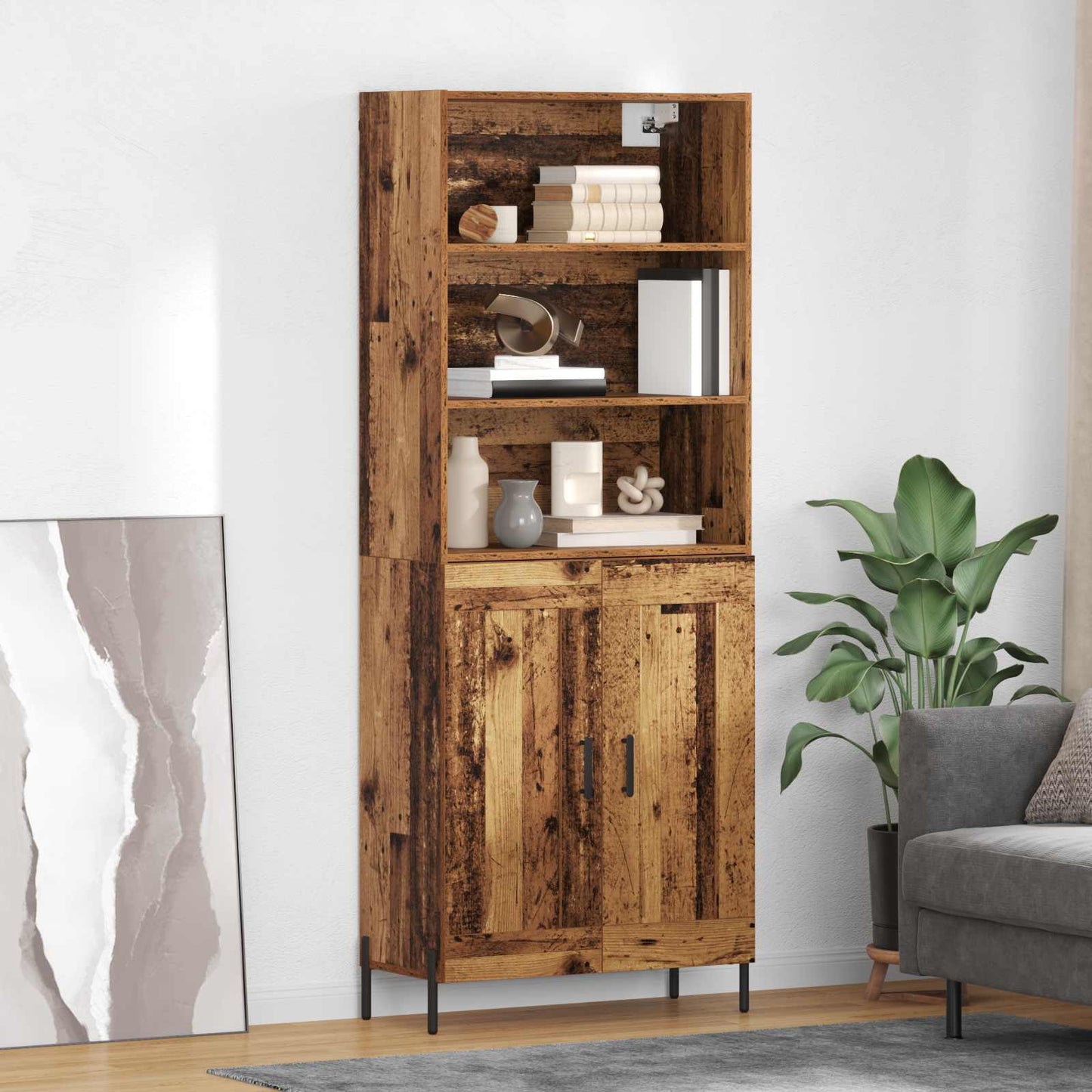 Hoge kast Oud Hout 69,5 x 32,5 x 180 cm Bewerkt hout