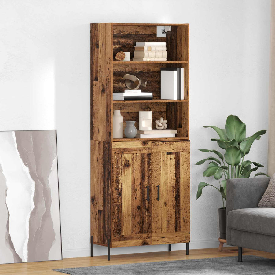 Hoge kast Oud Hout 69,5 x 32,5 x 180 cm Bewerkt hout