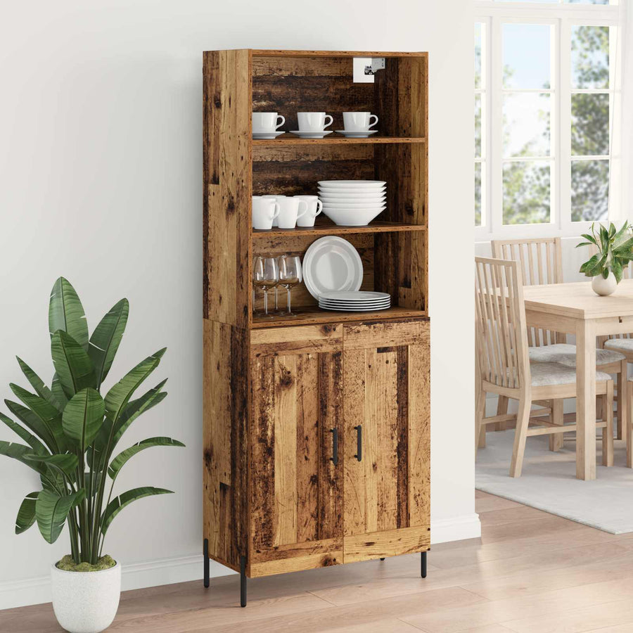 Hoge kast Oud Hout 69,5 x 32,5 x 180 cm Bewerkt hout