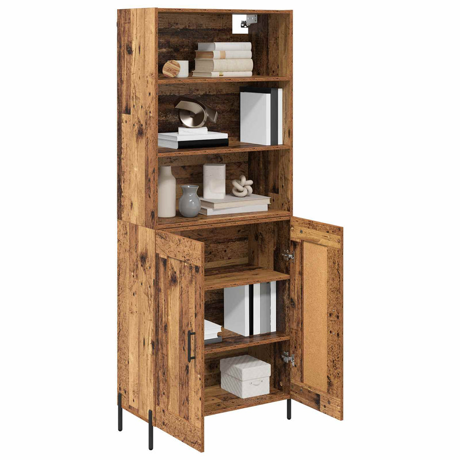 Hoge kast Oud Hout 69,5 x 32,5 x 180 cm Bewerkt hout