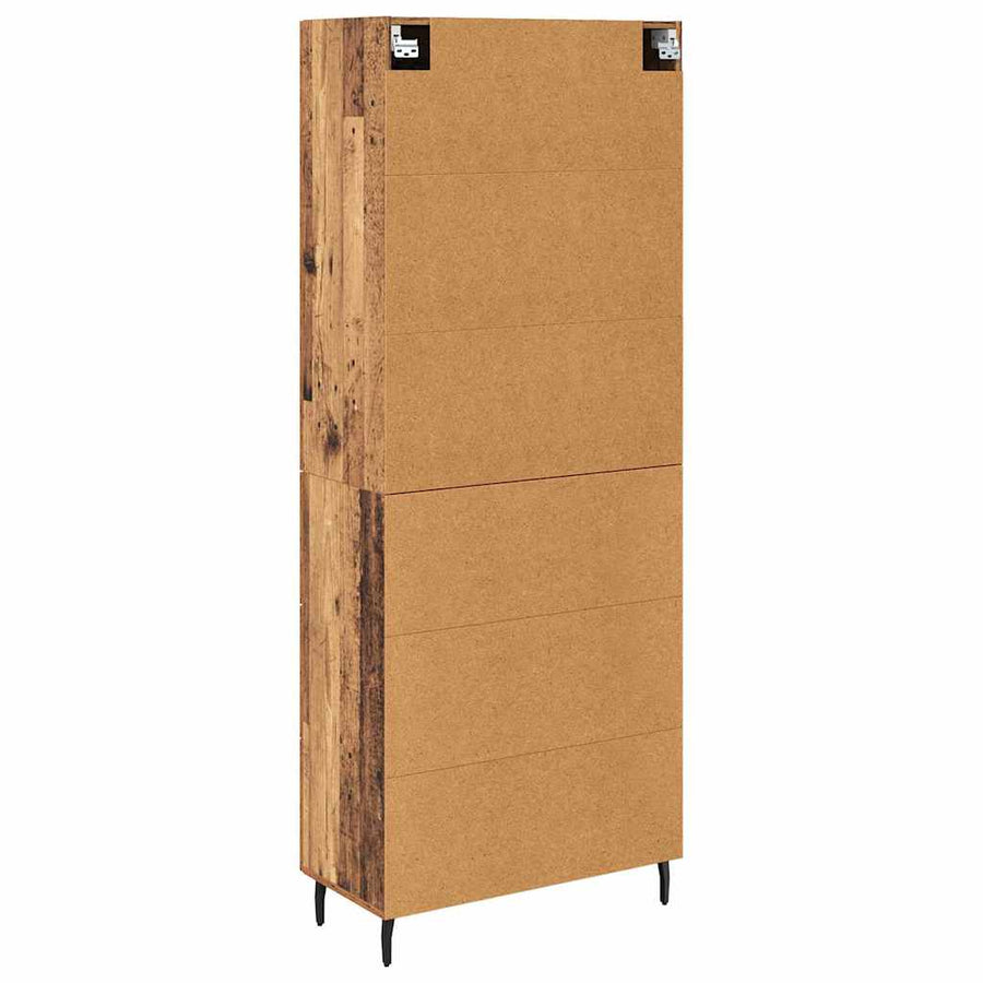 Hoge kast met lade 2 pcs Oud Hout Geengineerd Hout en Glas