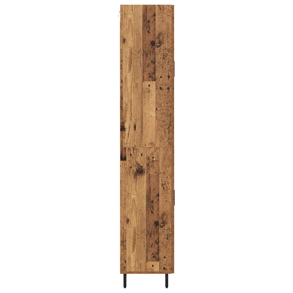 Hoge kast met lade 2 pcs Oud Hout Geengineerd Hout en Glas