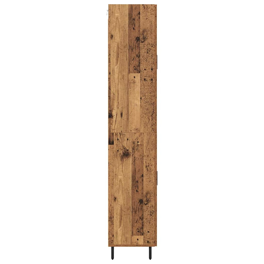 Hoge kast met lade 2 pcs Oud Hout Geengineerd Hout en Glas