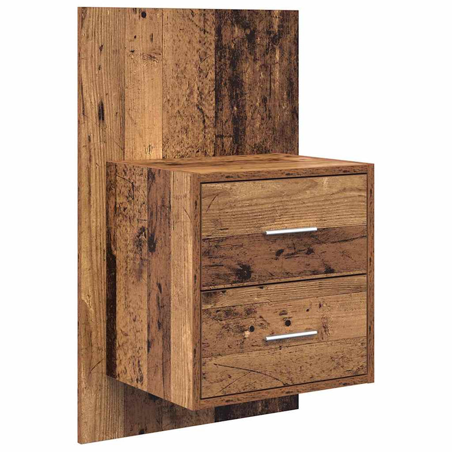 Hoofdbord Met Kast met lade 3 pcs Oud Hout Bewerkt hout
