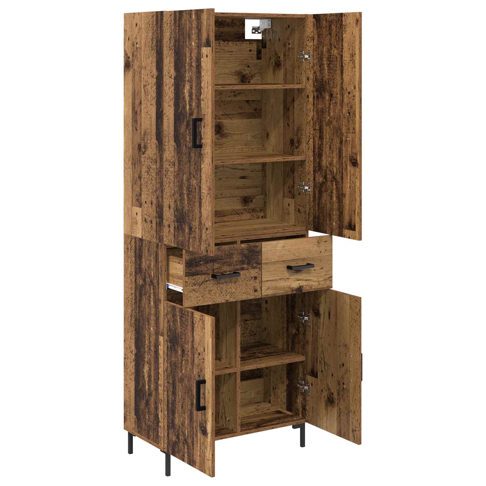 Highboard met lade Oud Hout 69,5 x 34 x 180 cm Bewerkt hout