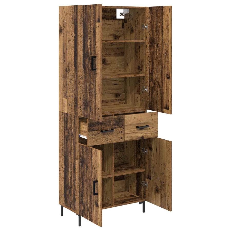 Highboard met lade Oud Hout 69,5 x 34 x 180 cm Bewerkt hout