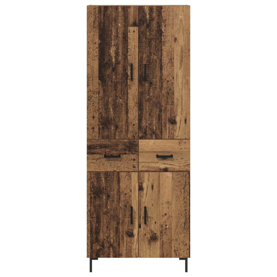 Highboard met lade Oud Hout 69,5 x 34 x 180 cm Bewerkt hout