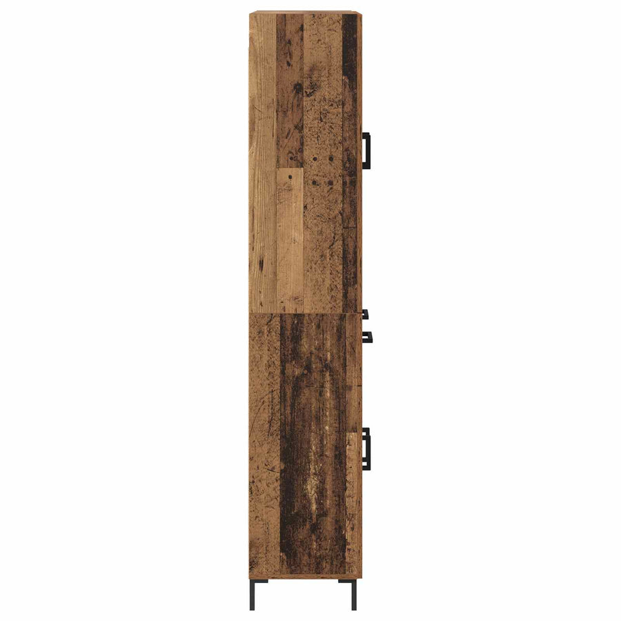 Highboard met lade Oud Hout 69,5 x 34 x 180 cm Bewerkt hout