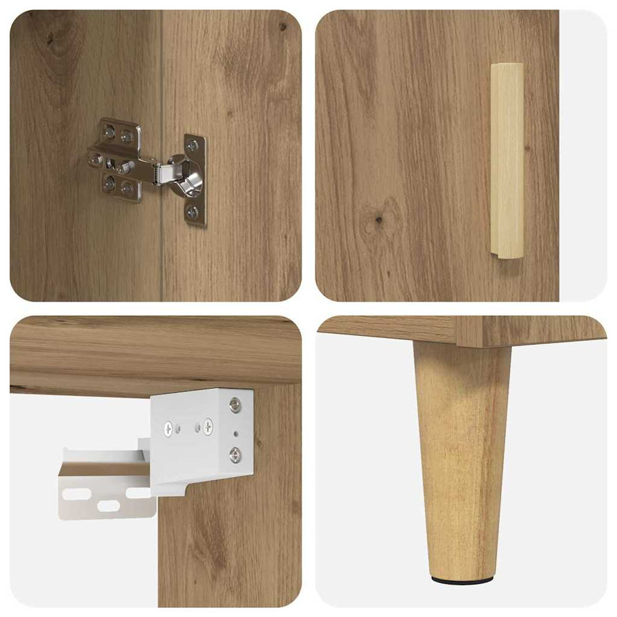 Highboard artisanaal eikenkleurig 69,5 x 34 x 180 cm