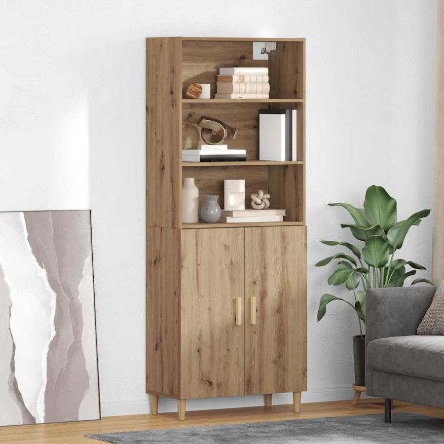 Highboard artisanaal eikenkleurig 69,5 x 34 x 180 cm