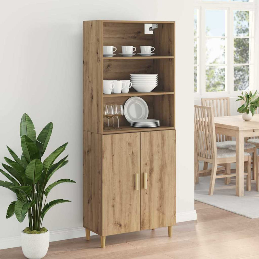 Highboard artisanaal eikenkleurig 69,5 x 34 x 180 cm