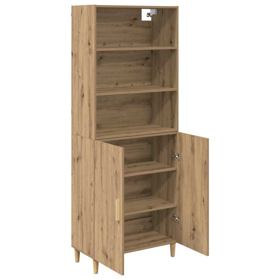 Highboard artisanaal eikenkleurig 69,5 x 34 x 180 cm