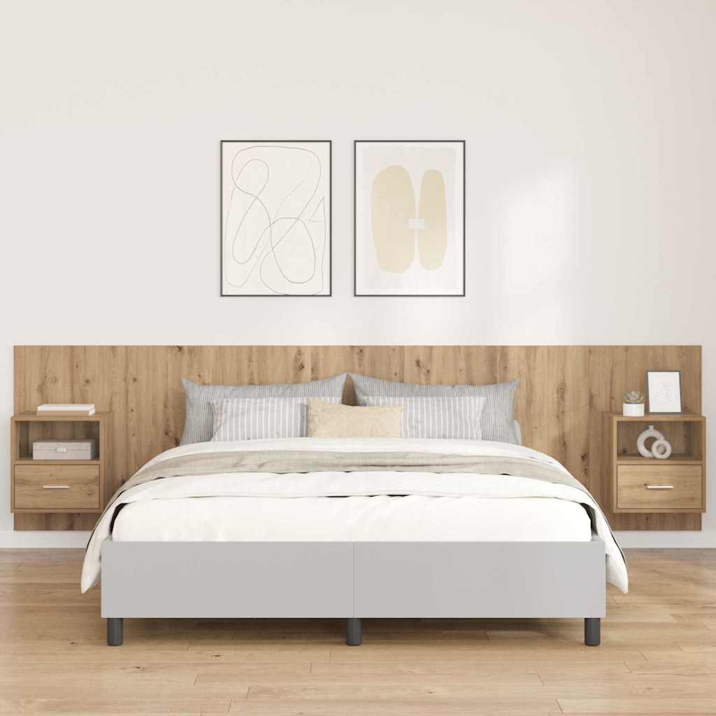 Hoofdbord Met Kast met lade 3 pcs Artisan Eiken Bewerkt hout