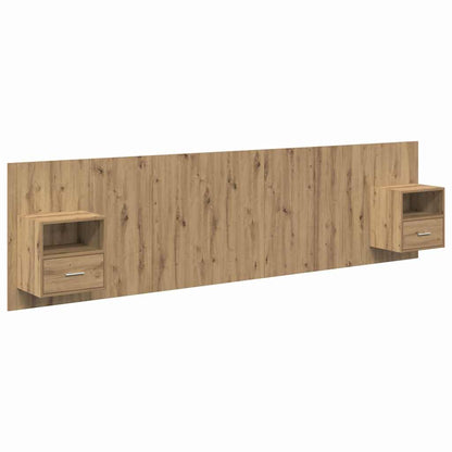 Hoofdbord Met Kast met lade 3 pcs Artisan Eiken Bewerkt hout