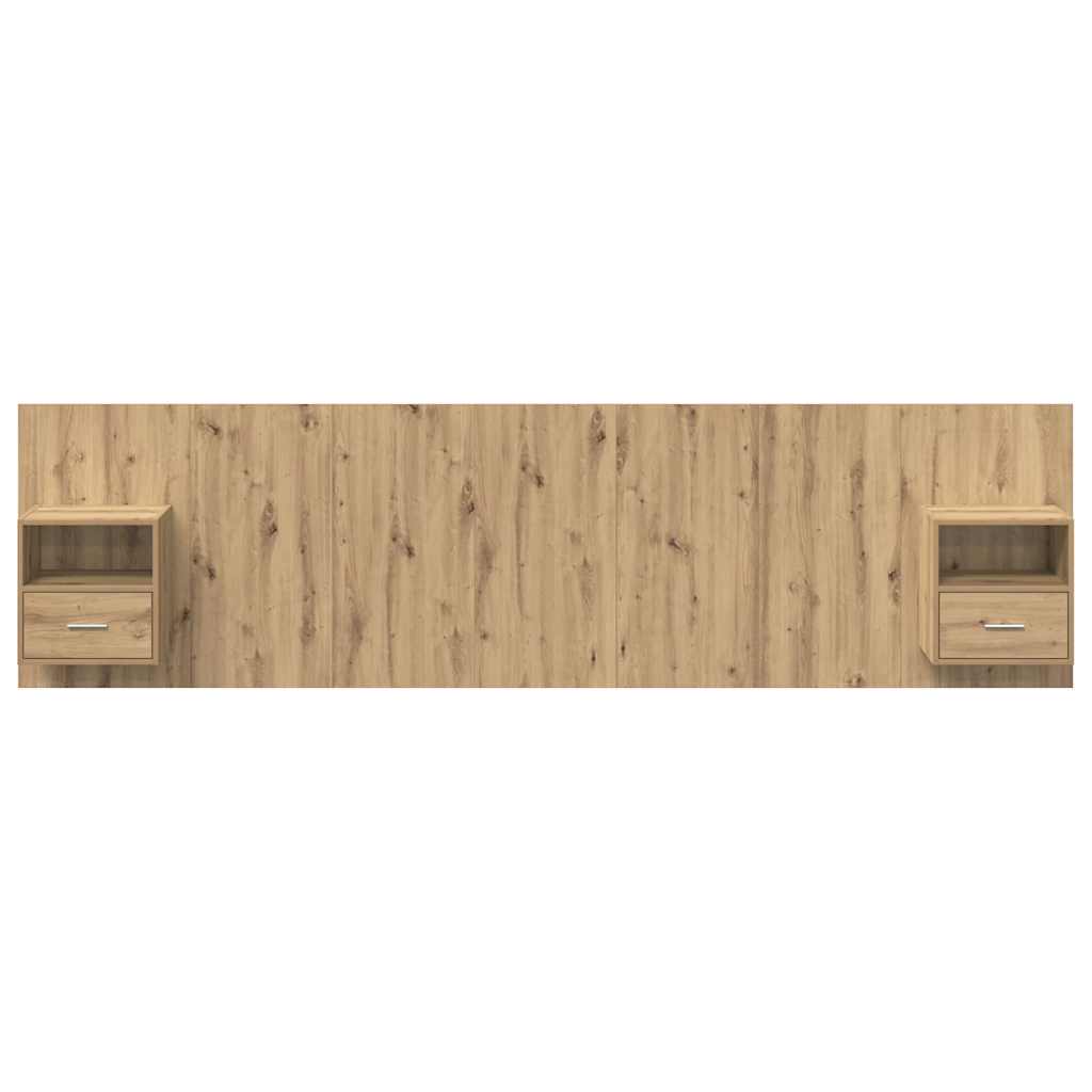Hoofdbord Met Kast met lade 3 pcs Artisan Eiken Bewerkt hout