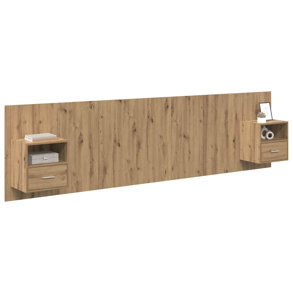 Hoofdbord Met Kast met lade 3 pcs Artisan Eiken Bewerkt hout