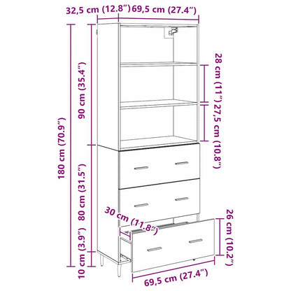 Hoge kast met lade Artisan Eiken 69,5 x 34 x 180 cm