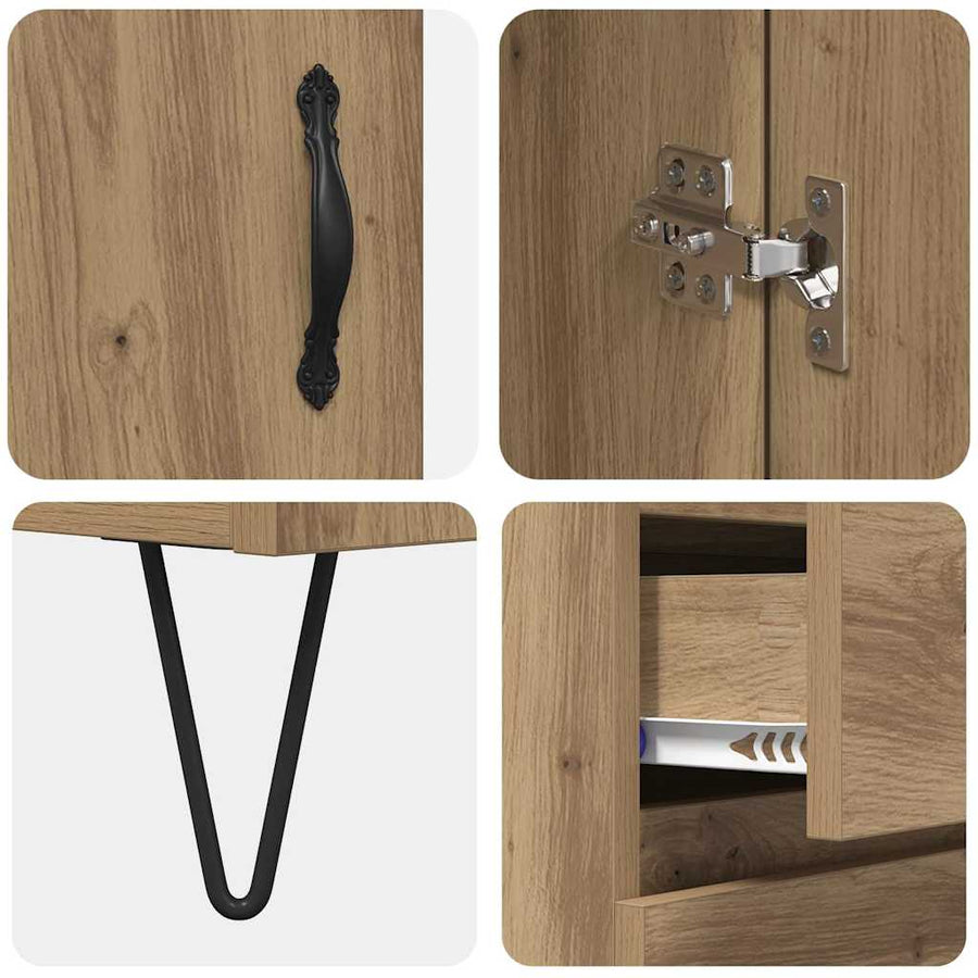 Hoge kast met lade 2 pcs Artisan Eiken Geengineerd Hout en Glas