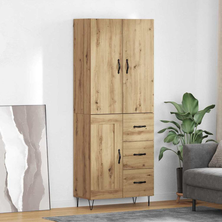 Hoge kast met lade 2 pcs Artisan Eiken Geengineerd Hout en Glas