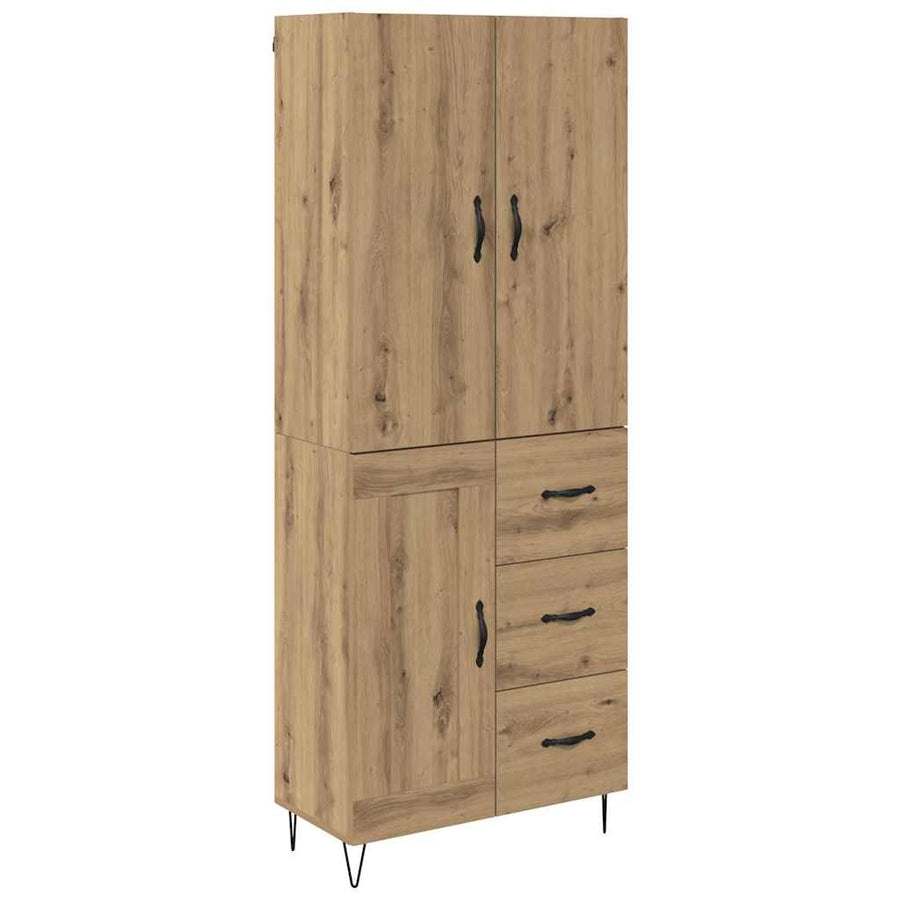 Hoge kast met lade 2 pcs Artisan Eiken Geengineerd Hout en Glas