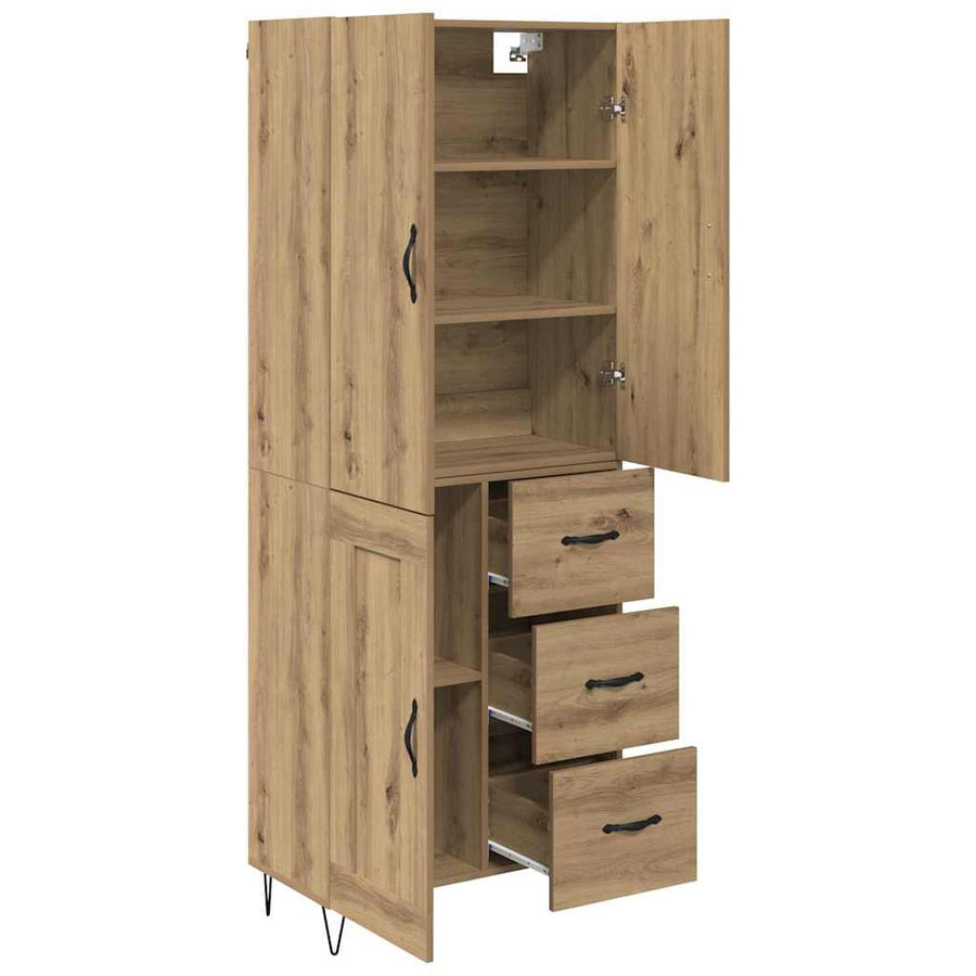 Hoge kast met lade 2 pcs Artisan Eiken Geengineerd Hout en Glas