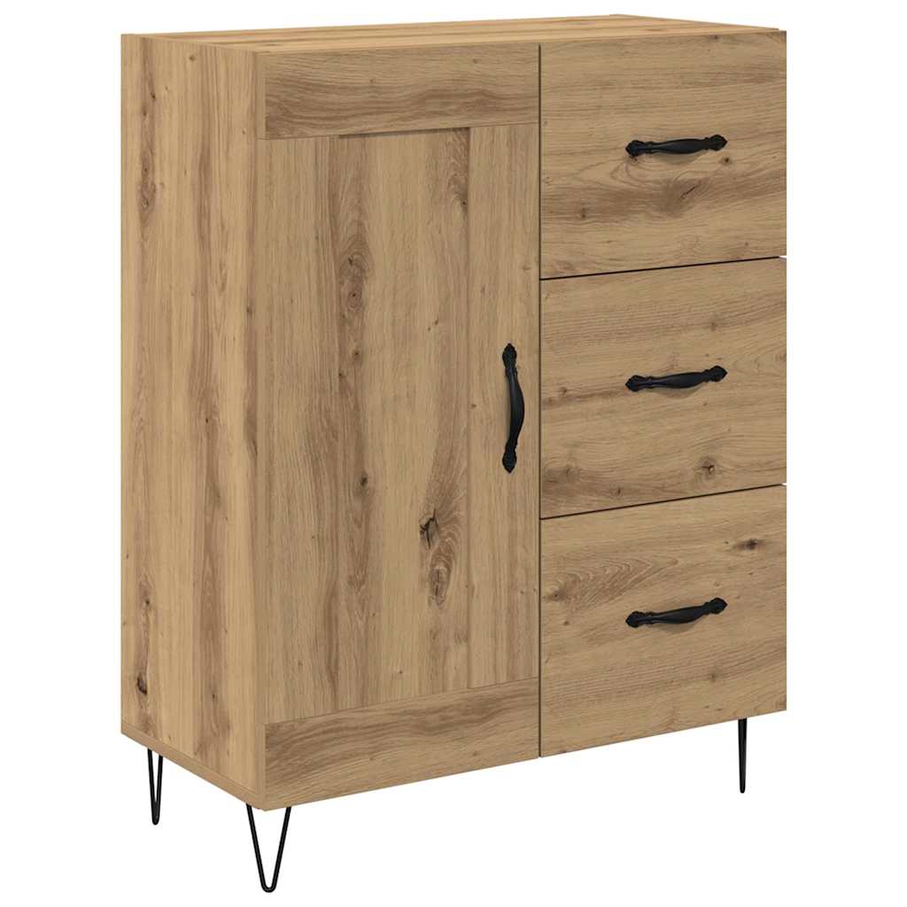 Hoge kast met lade 2 pcs Artisan Eiken Geengineerd Hout en Glas