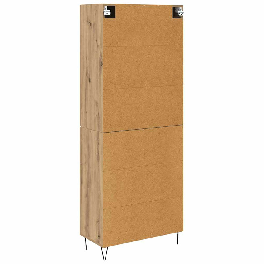 Hoge kast met lade 2 pcs Artisan Eiken Geengineerd Hout en Glas