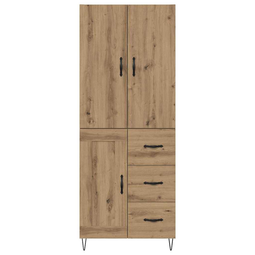 Hoge kast met lade 2 pcs Artisan Eiken Geengineerd Hout en Glas