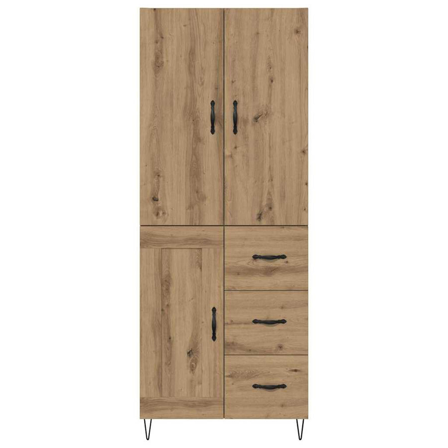 Hoge kast met lade 2 pcs Artisan Eiken Geengineerd Hout en Glas