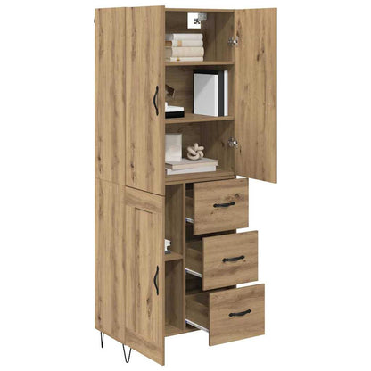 Hoge kast met lade 2 pcs Artisan Eiken Geengineerd Hout en Glas