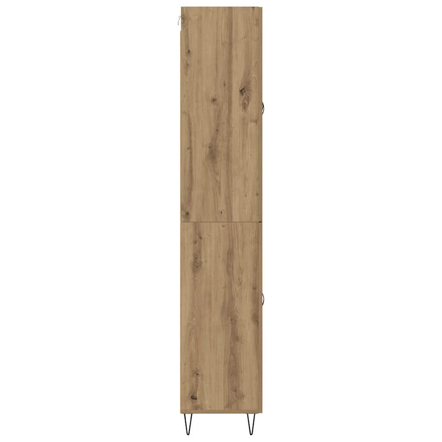 Hoge kast met lade 2 pcs Artisan Eiken Geengineerd Hout en Glas