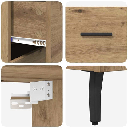Hoge kast met lade 2 pcs Artisan Eiken Bewerkt hout