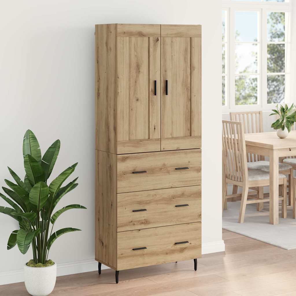 Hoge kast met lade 2 pcs Artisan Eiken Bewerkt hout
